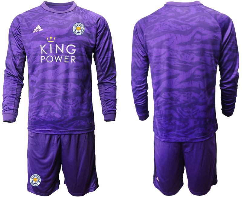 Men 2019-2020 club Leicester City purple long sleeved Goalkeeper Soccer Jersey->->Soccer Club Jersey